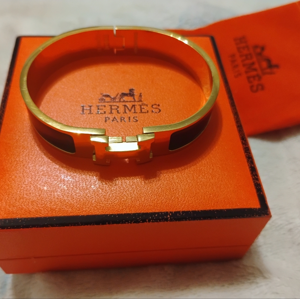 Upcycled Gold and Black High Fashion Bangle Bracelet